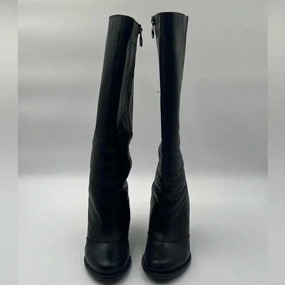 BCBG Generation Knee High Black Block Heel Mob Wife Rocker Boots Women’s Sz 9.5 - Picture 4 of 12